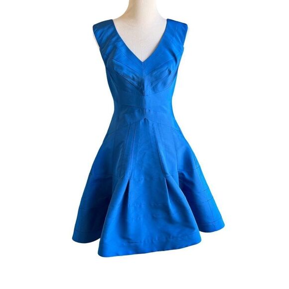 ZAC POSEN Classic Silk Faille A-line Blue Dress L21002 Size 2